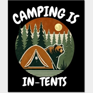 Camping is In-Tents - Funny Camping Pun Design Posters and Art
